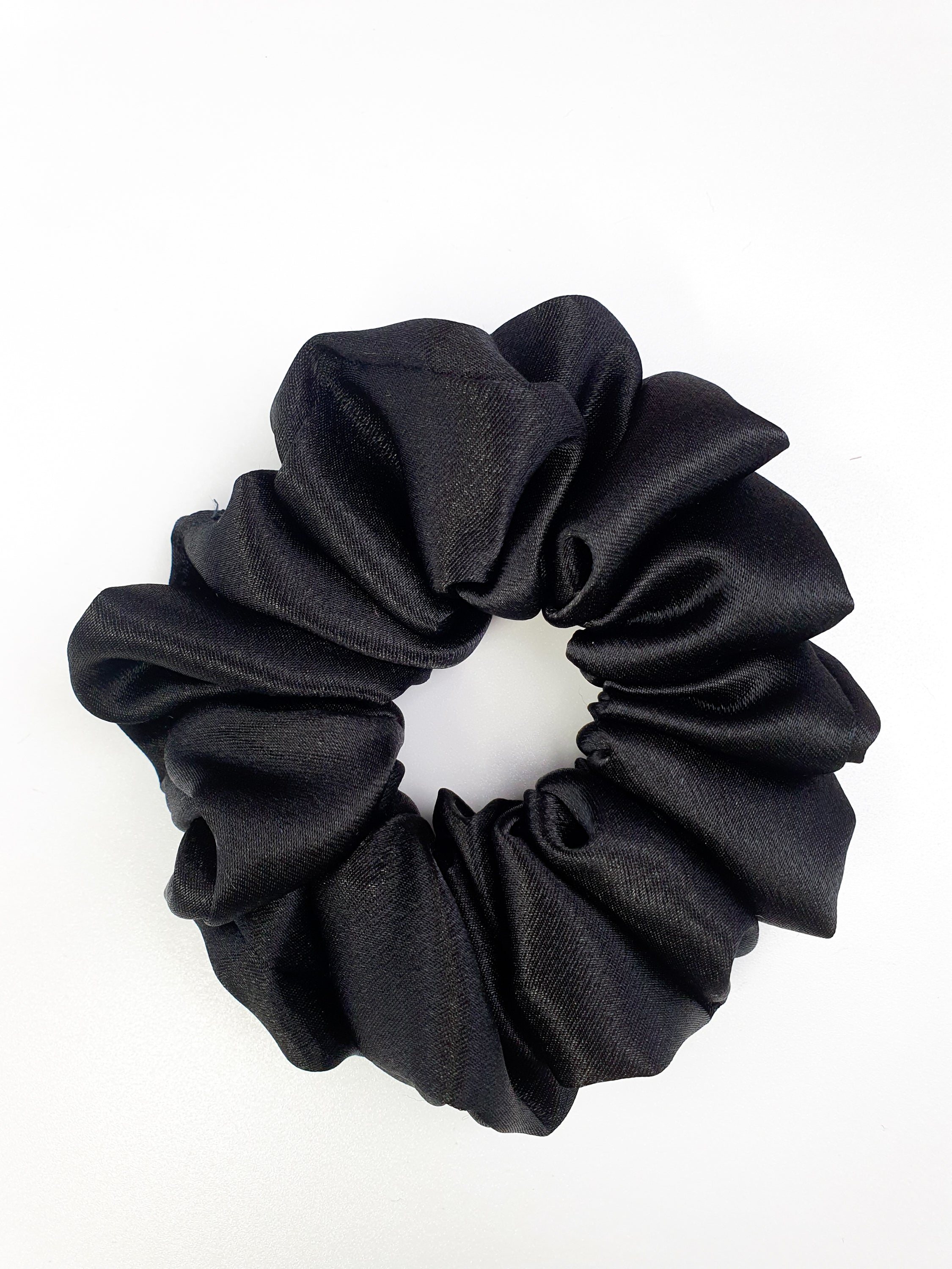 Black diamond luxury satin scrunchie