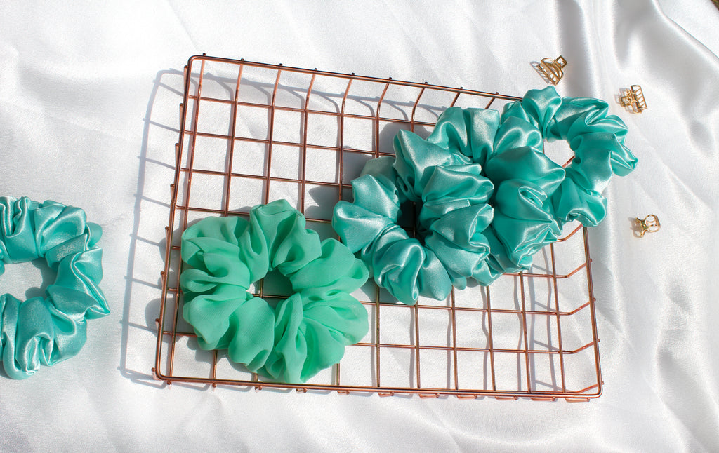 Mint Green Pastel Satin Scrunchie